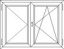 Váltószárnyas bukó-nyíló+nyíló ablak, erkélyajtó